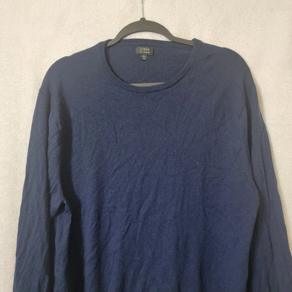 J.‎ Crew Merino Wool Light Sweater Size XL Navy Blue Preppy Quiet Luxury Casual